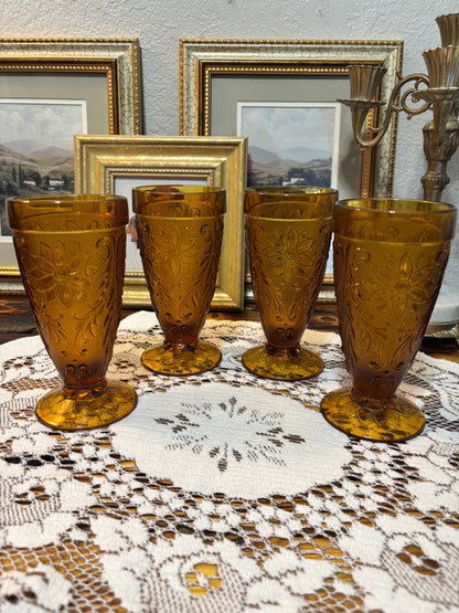 Vintage Amber Iced Tea Glasses