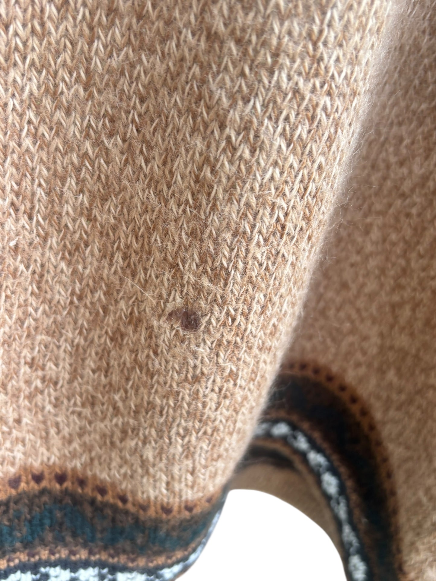 100% Alpaca Soft Handcrafted Beige Pattern Sweater - Size S