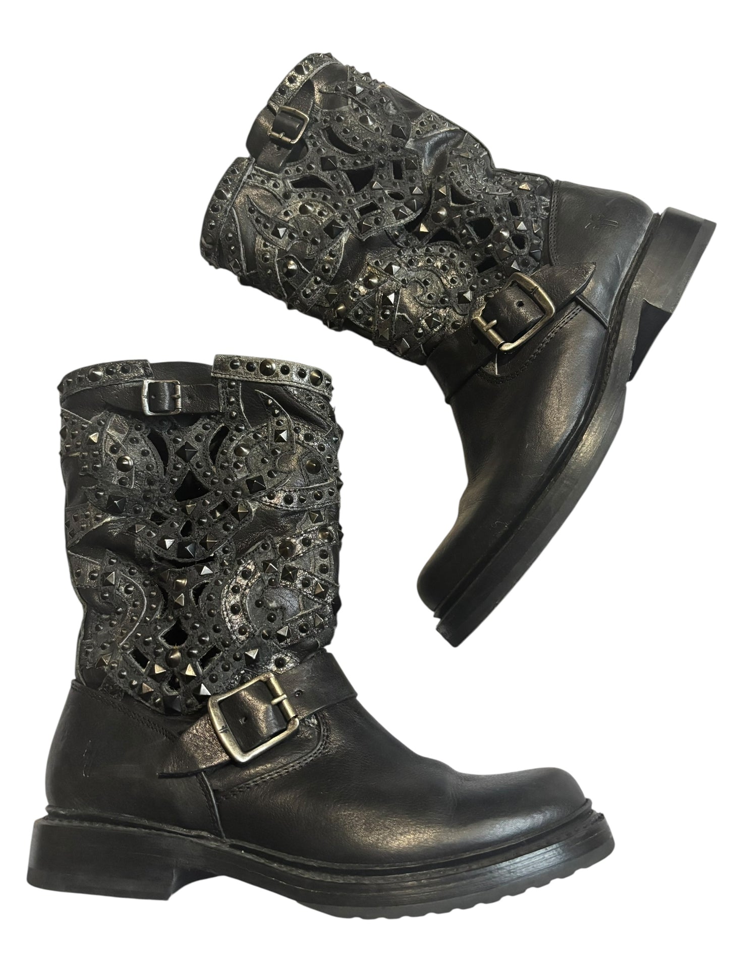 FRYE Victoria Deco Black Boots - Size 6
