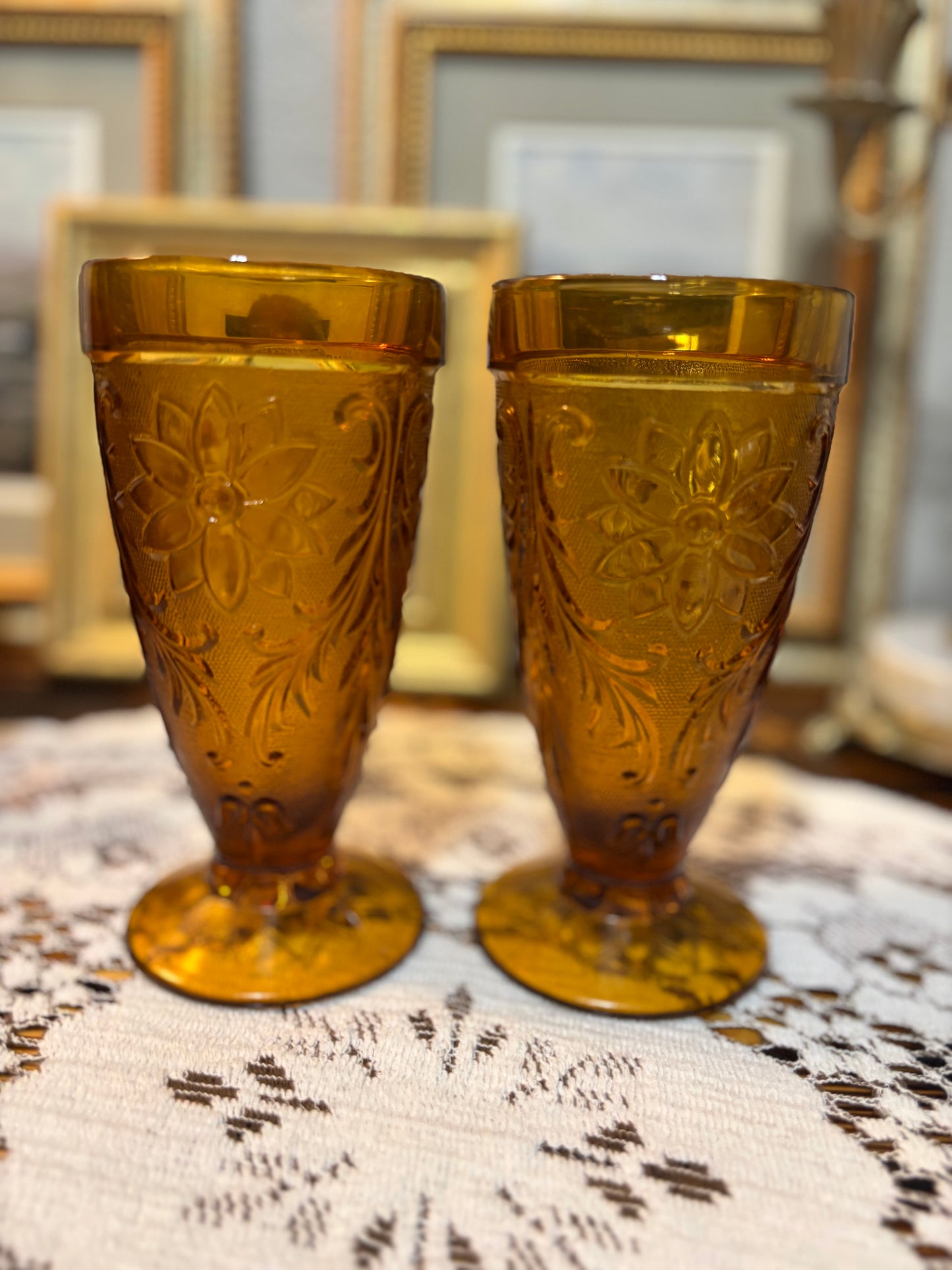 Vintage Amber Iced Tea Glasses
