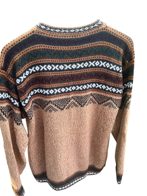 100% Alpaca Soft Handcrafted Beige Pattern Sweater - Size S
