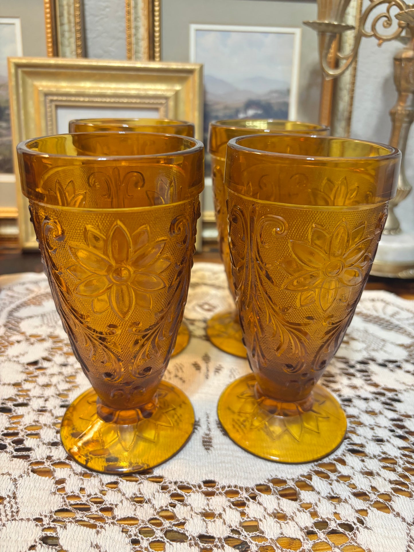 Vintage Amber Iced Tea Glasses