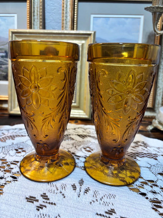 Vintage Amber Iced Tea Glasses