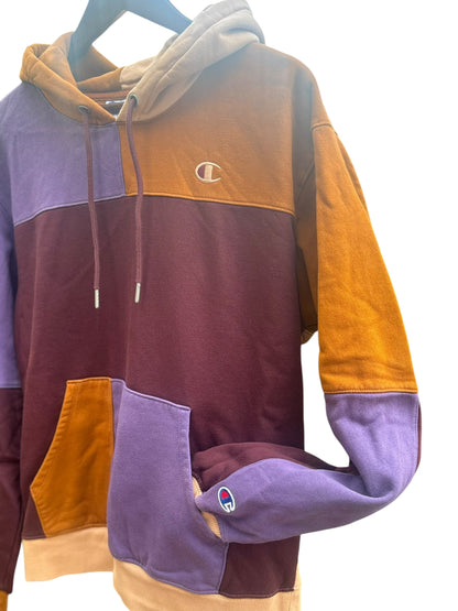 Champion Patchwork Color-block Hoodie - Size L
