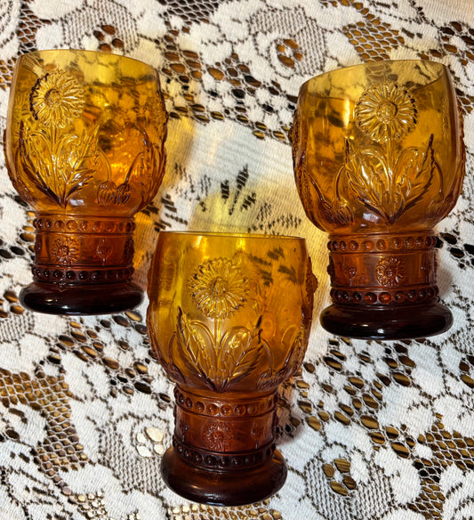 Rare Helianthus Amber Goblets