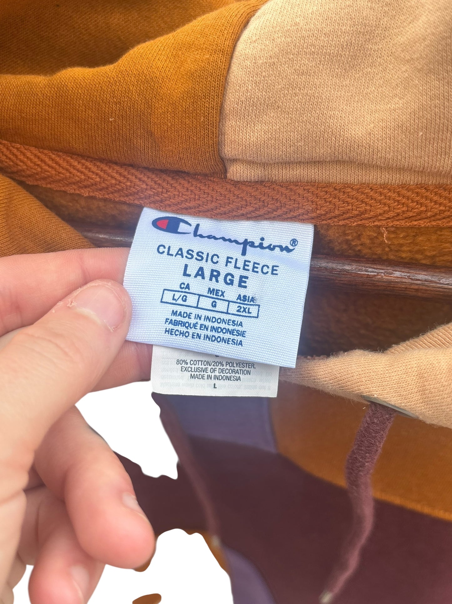 Champion Patchwork Color-block Hoodie - Size L