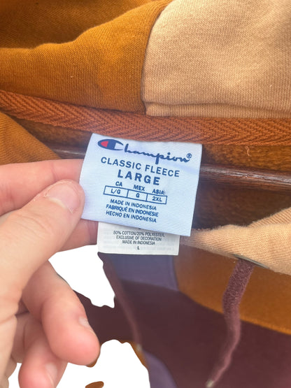 Champion Patchwork Color-block Hoodie - Size L