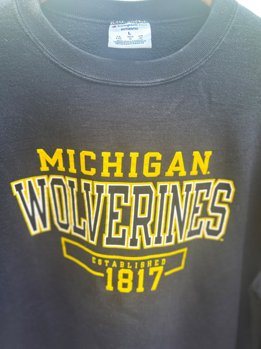 Champion Michigan Wolverines Pullover - Crewneck - Size L