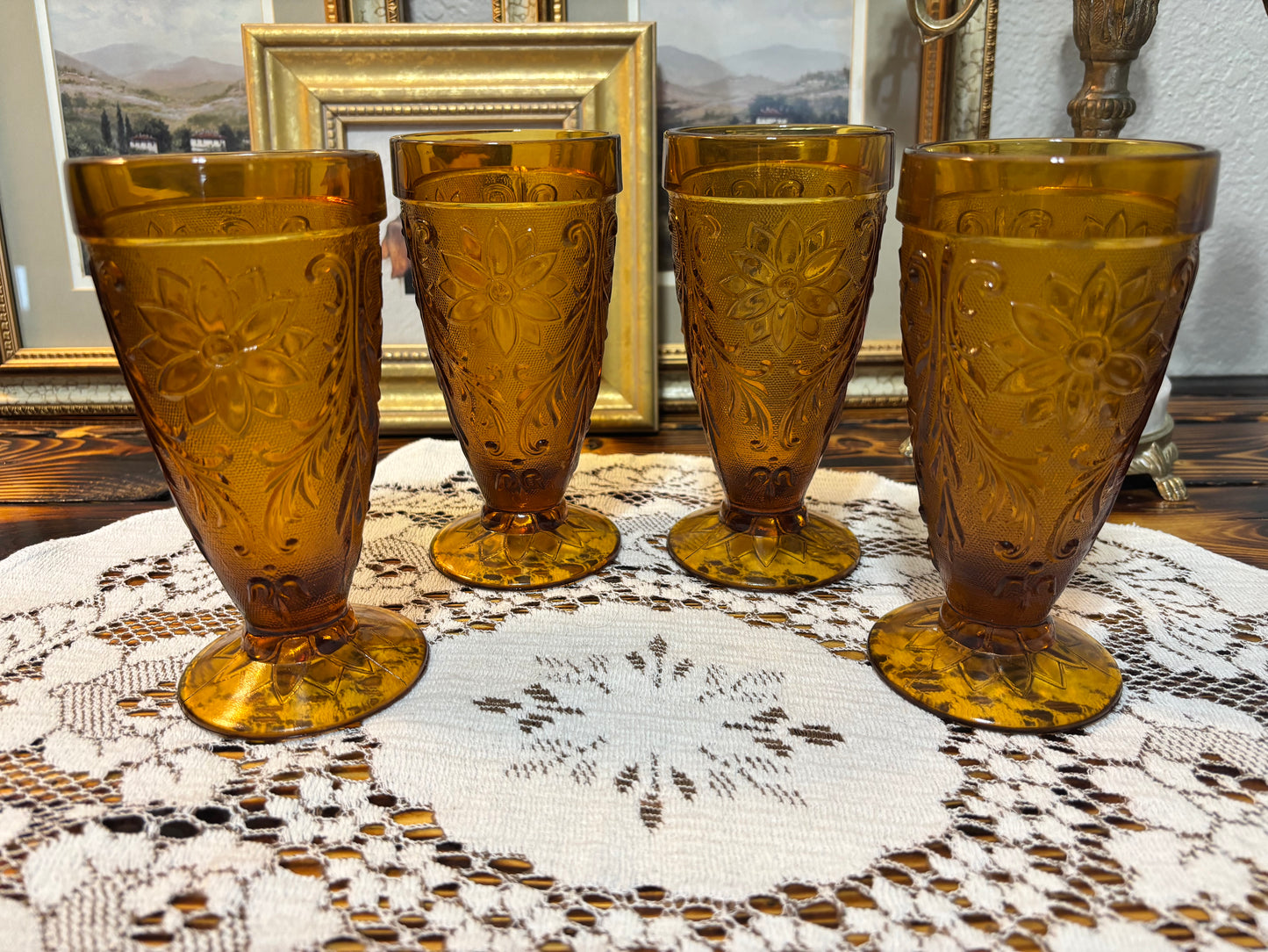 Vintage Amber Iced Tea Glasses
