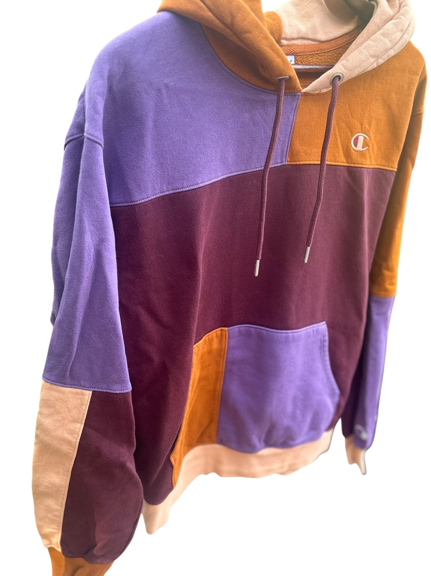 Champion Patchwork Color-block Hoodie - Size L
