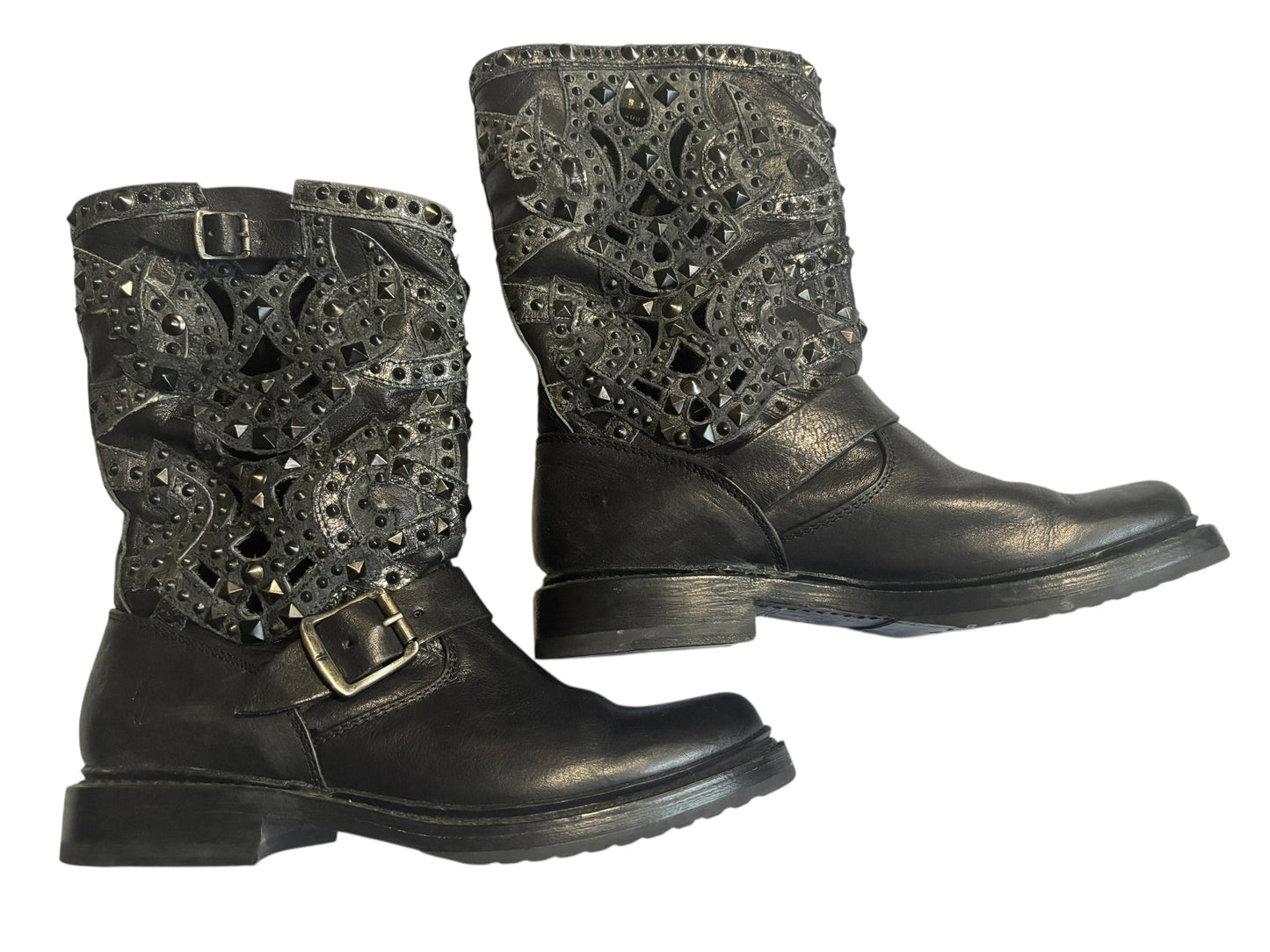 FRYE Victoria Deco Black Boots - Size 6
