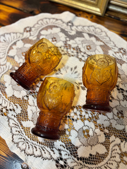 Rare Helianthus Amber Goblets