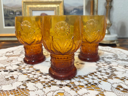 Rare Helianthus Amber Goblets