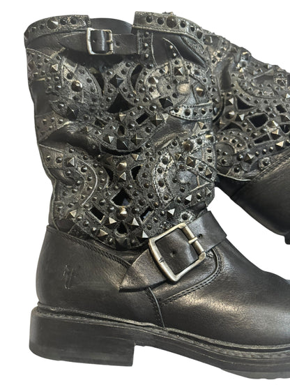 FRYE Victoria Deco Black Boots - Size 6